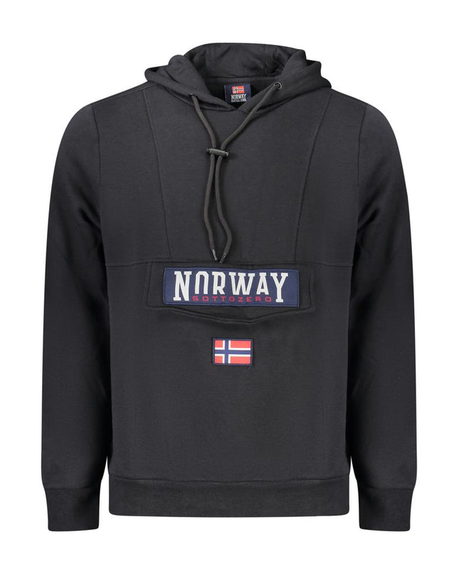 Black Cotton Men's Hooded Sweatshirt