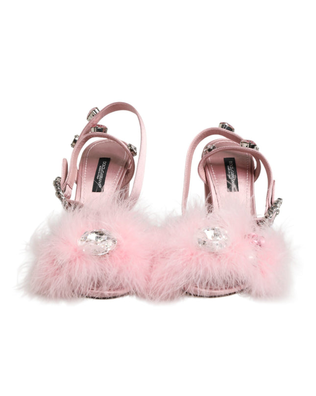 Pink Sequined Ankle Strap Sandals Shoes