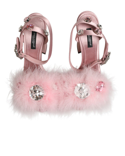 Pink Sequined Ankle Strap Sandals Shoes