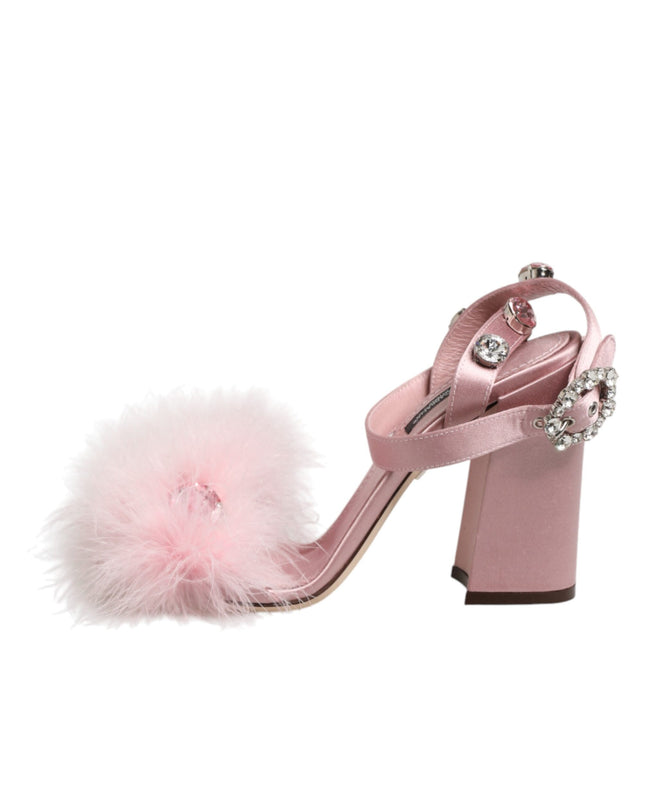 Pink Sequined Ankle Strap Sandals Shoes