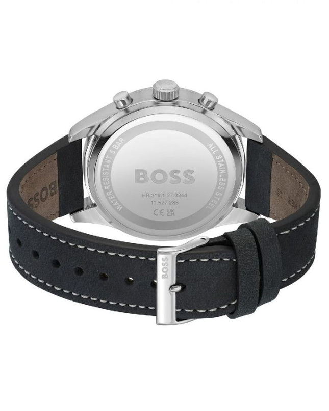 Black Leather Dress Watch
