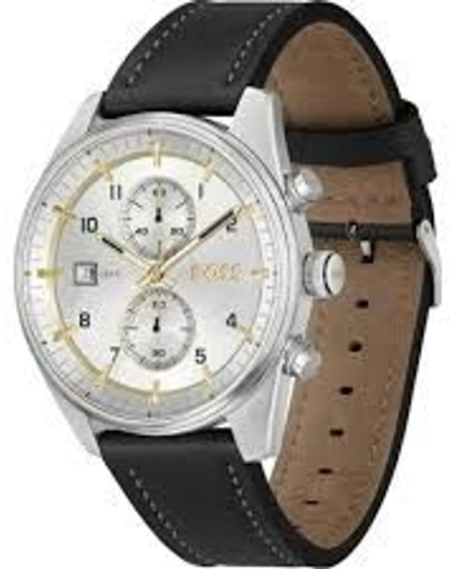 Black Leather Dress Watch