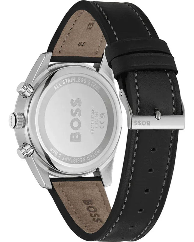 Black Leather Dress Watch