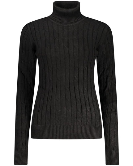 Black Viscose Women's Turtleneck Sweater