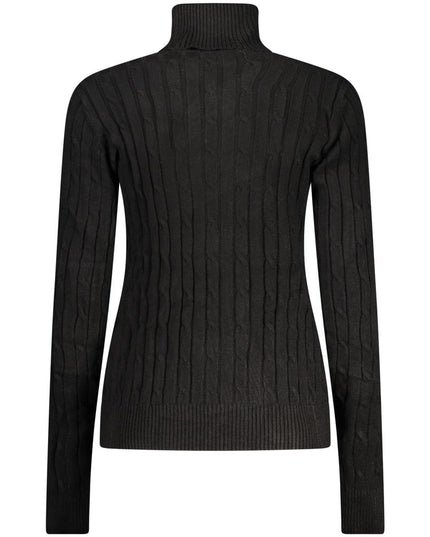 Black Viscose Women's Turtleneck Sweater