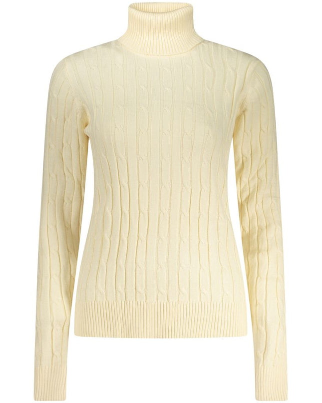 White Viscose Women's Turtleneck Sweater